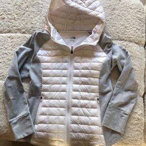 The North Face white/gray quilted jacket